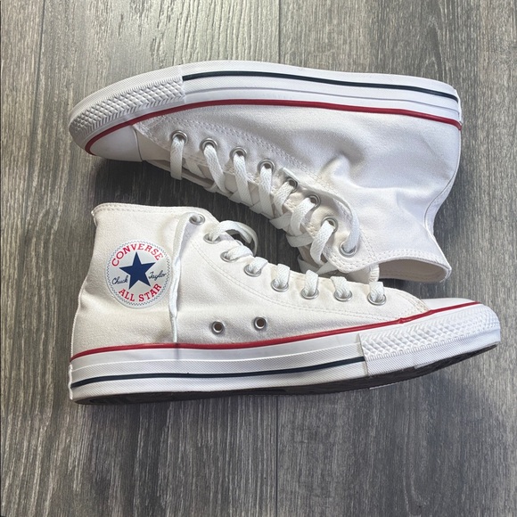 Converse White Canvas Sneakers with Red and Blue Stripes Unisex - Picture 2 of 6